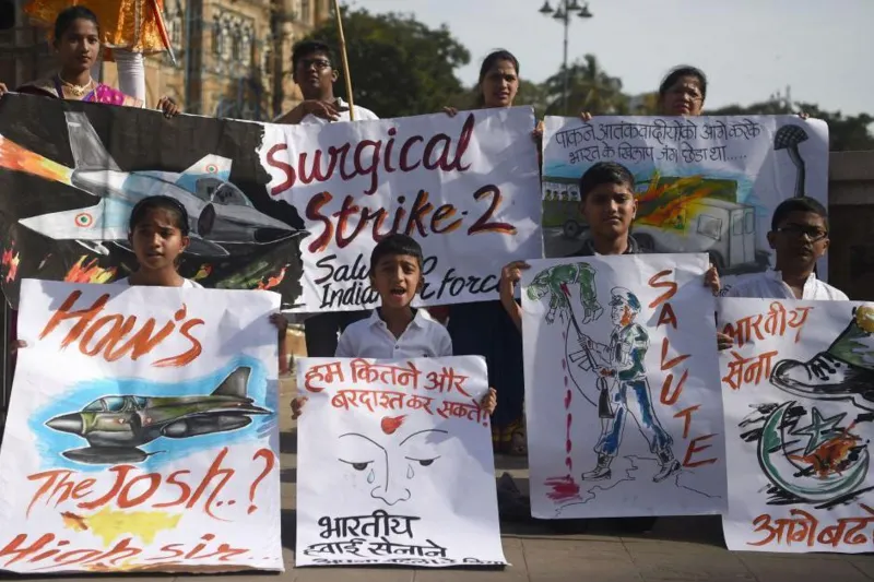 Indians in Mumbai celebrate the Balakot airstrike in February 2019